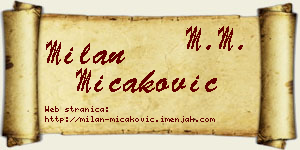 Milan Micaković vizit kartica